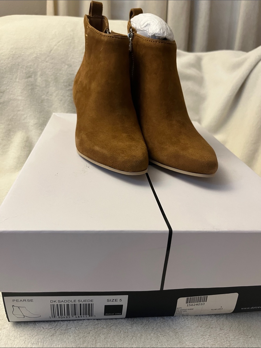 Dolce Vita Women’s Suede Ankle Booties in Saddle Brown